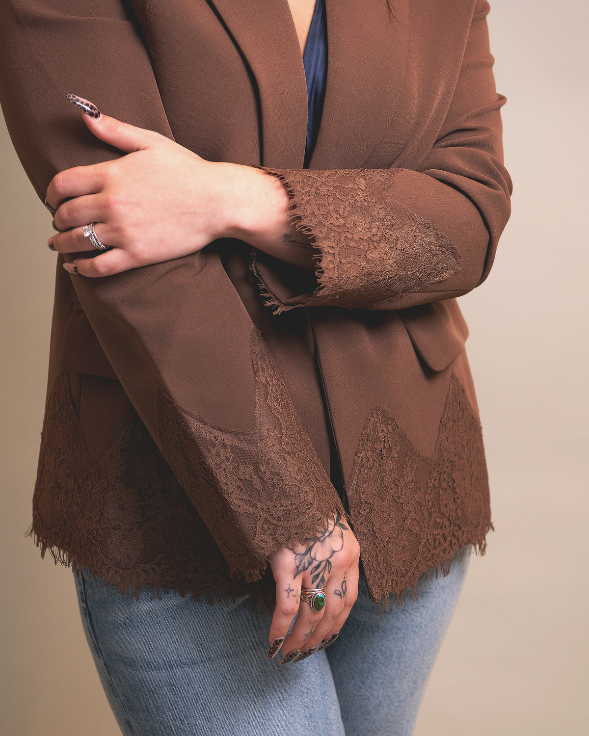 Lydia Lace Trim Blazer