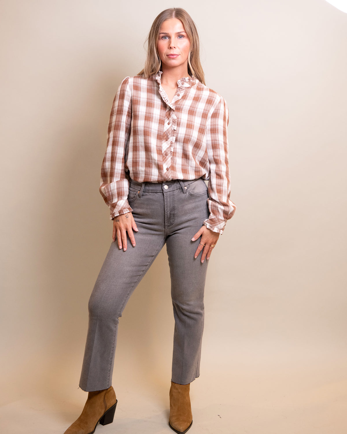 Angeline Plaid Top