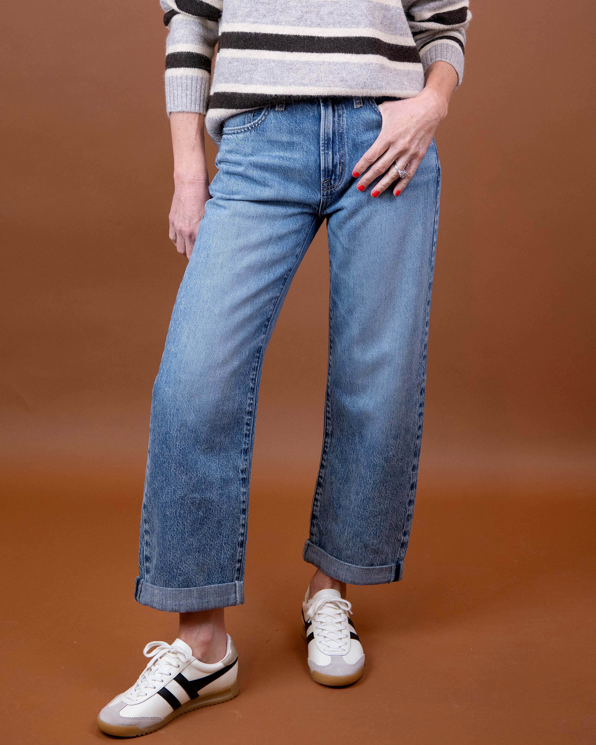 Donny Rolled Hem Boyfriend Denim