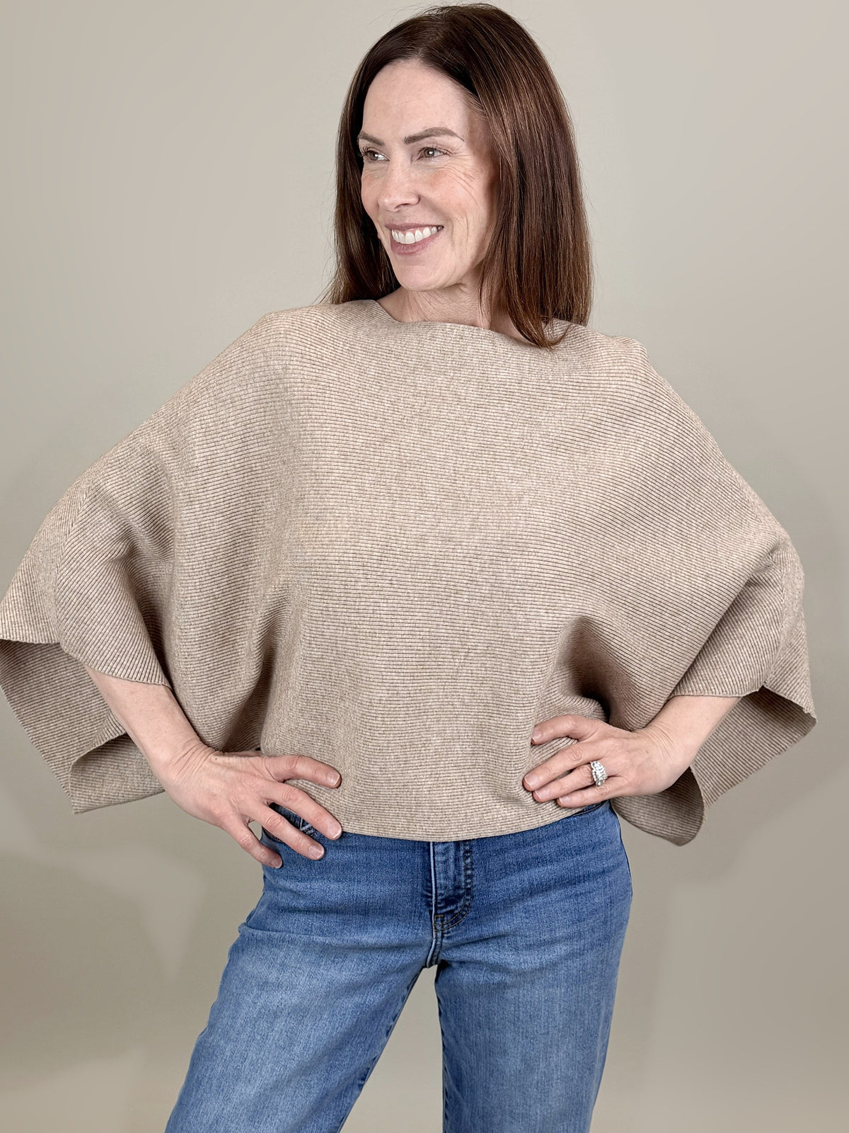 Ribbed Cape Sweater