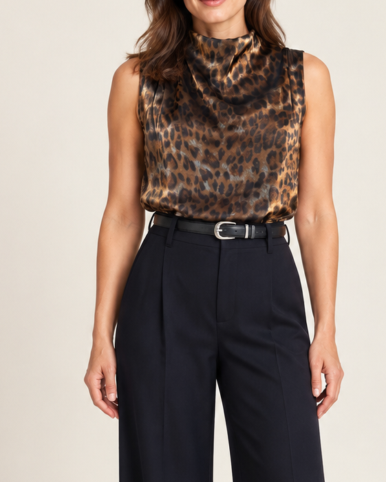 Leopard Mock Neck Top